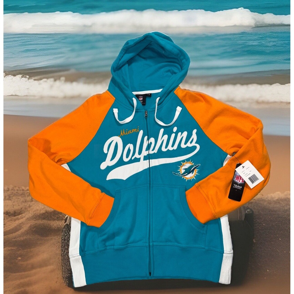 Miami Dolphins Women's Lg NFL G-III "All World" Full Zip Hooded Sweatshirt NWT
